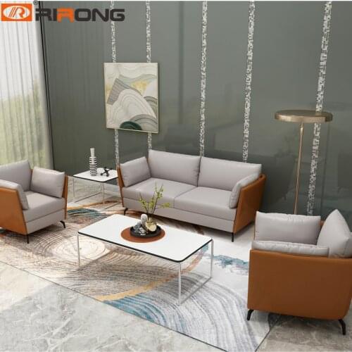 Modern Living Room Leather Sofa Office Home Hotel Design Couch Orange Custom Office Furniture Sofa Set