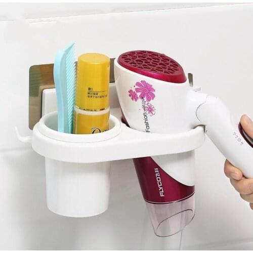 ABS Plastic Storage Rack Holder Bathroom Wall Sticker Storage Rack Electric Hair Plywood Comb Hair Dryer Holder