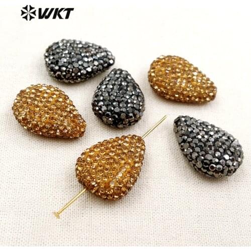 JF269 New Arrival Water Shape Two Options With Pave Beads Jewelry Making Rhinestone Pave For Female Accessory Findings