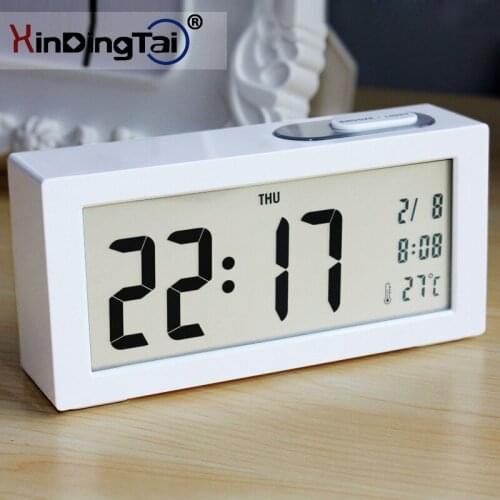 Modern Design LED Digital Alarm Clock Desktop Multi-function Temperature Snooze Function Electronic Calendar Office Table Clock