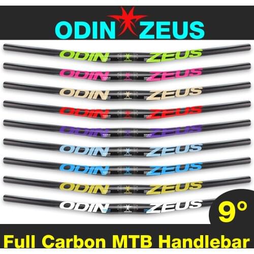 ODINZEUS Full Carbon Fiber T Bar 9 color 9 Degree Mountain/MTB Rise Bicycle Handlebar Bike Parts Clamp 31.8mm*580-740mm