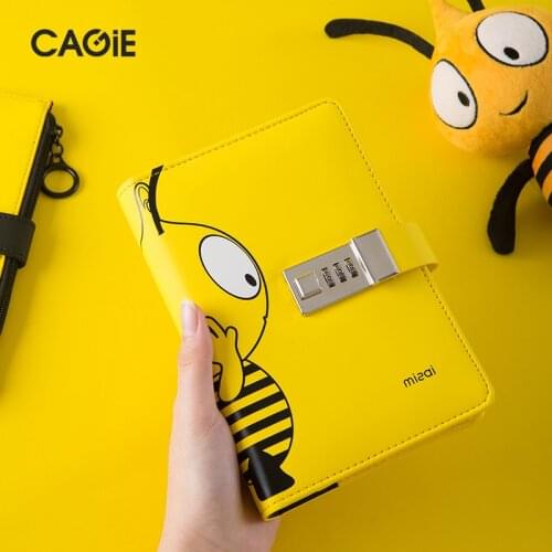 Kawai A6 Diary Planner With Lock Bee Notebook Lockable PU Leather Notepad Traveler Journal DIY Agenda School Stationery Gifts