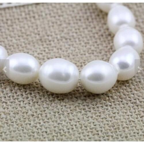 Unique Pearls jewellery Store 10-11mm Oval Genuine Freshwater Pearl Loose Beads One Full String DIY Jewelry Material LS022