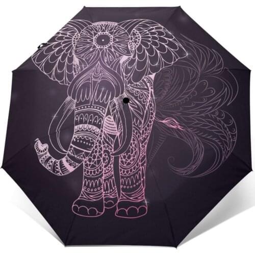 Wind Resistant Folding Automatic Umbrella Women Auto Purple Elephant Windproof Umbrellas Rain For Men Parasol