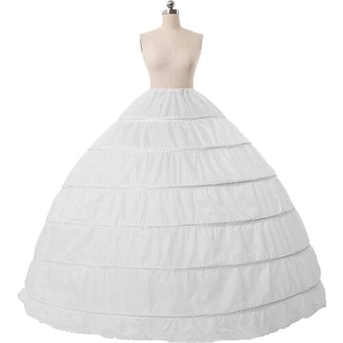Weding Slip Puffy Elastic Waist Ball Gown Wedding Petticoat 6 Hoops For Bride Dress Wedding Crinoline Underskirt