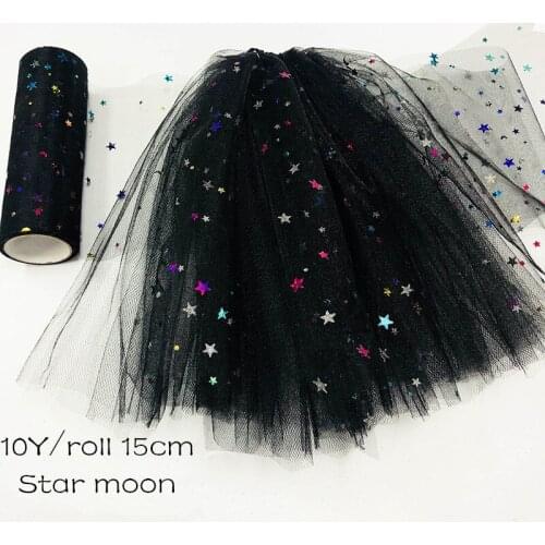 10Y/roll 15cm Star Tulle Confetti Glitter Tulle Baking Cake Topper Tutu Bow Soft Squine Tulle DIY Wedding Birthday Decoration