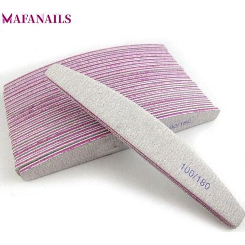 10Pcs Professional Nail File 100/180 Grit Buffer Block Grey Crescent Moon For UV Gel Varnish File Sandpaper Tool Nail File TCF13