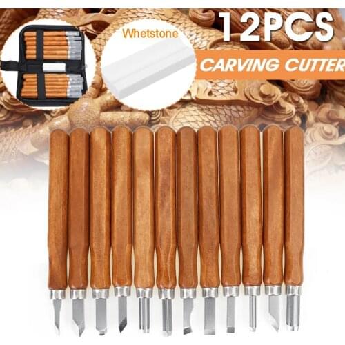 12pcs DIY Woodcut Knife Sculpture Wood Carving Tools Woodworking Hobby Arts Crafts Cutter Graver Sculpt Pottery Ceramic Clay