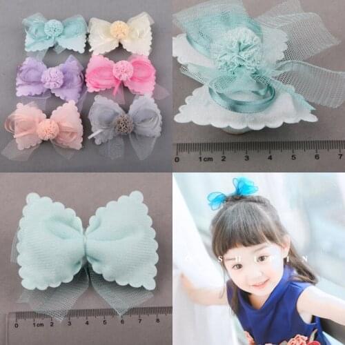 12ps/lot 2018 New small bowknot with ball Fashion south korea Flora for Diy Hairband decoration hair clip kids hair accessories
