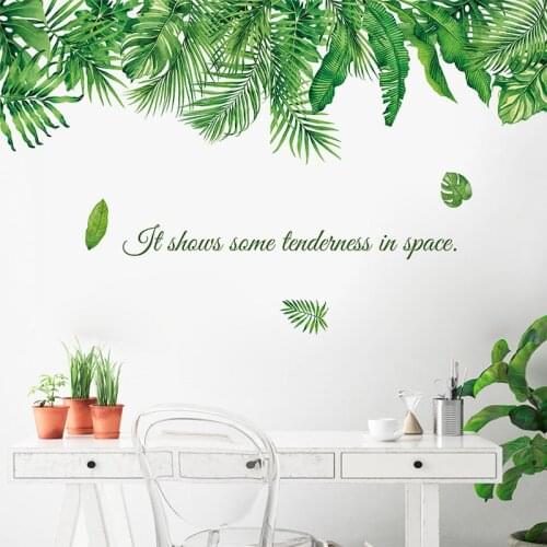 125*77cm Tropical Plant Green Leaves Wall Stickers for Living room Bedroom Sofa Wall Decor PVC Vinyl Wall Decals Home Decoration