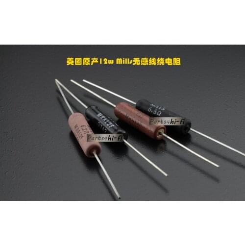 2pcs/lot American original Mills non-inductive wire wound resistance cathode frequency division 12W 390R-10K free shipping