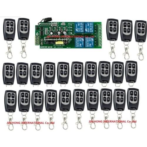 2016 New 85v~250V 4CH RF Wireless Remote Control Relay Switch Security System Garage Doors + 25pcs Transmitter free shipping