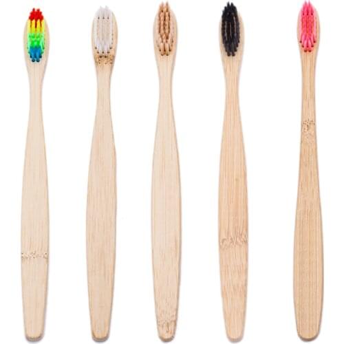 5pcs Adult Bamboo Toothbrush EcoFriendly Tooth Brush Medium Hard Tooth Brush Adult Rainbow Teeth Brush Wooden Handle Eco Brushes