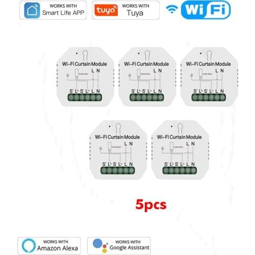 5PCS Smart WiFi Curtain DIY Switch Module,for 4 Wire Curtain Motor,Smart Life Tuya APP Remote Control,Work for Alexa Google Home