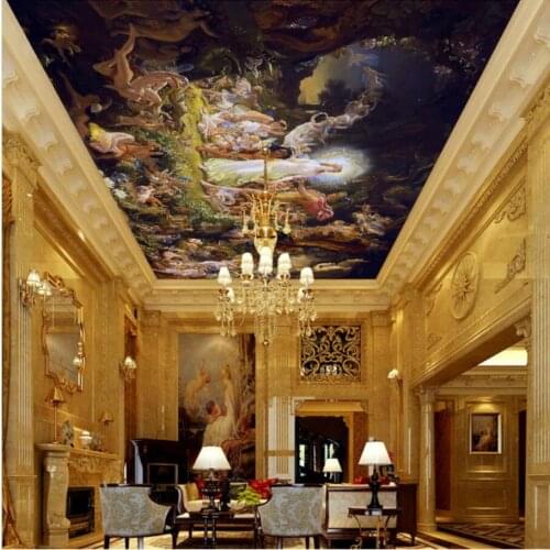 Angel City European ceilings Mural Art Painting Living Room Bedroom Ceiling Backdrop Wallpaper