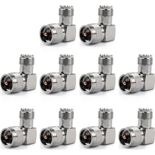 Artudatech 10Pcs Adapter 90° UHF Plug Male PL259 To SO239 Female Connector Right Angle Jack Parts