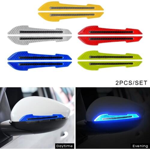 Car Reflective Stickers Warning Strip Tape Traceless Protective Warning on Car Rearview Mirror Sticker Auto Exterior Accessories