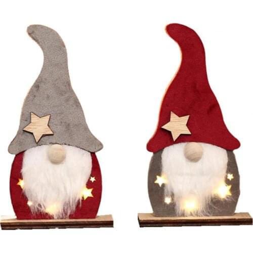 Faceless Ornament Eco-friendly Eye-catching Wooden Glowing Christmas Mini Faceless Elderly Lighting Festival Ornament for Home