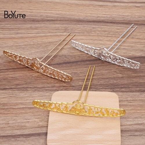 BoYuTe (2 Pieces/Lot) Fit 8MM Cabochon 28*165MM Flower Hair Fork Retro Style Bridal Hair Jewelry Accessories