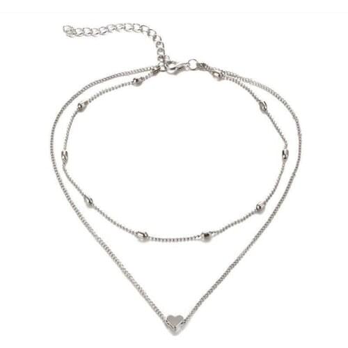 Simple Heart Gold Silver Color Anklets For Women Link Chain Beads Anklet Bracelet on Leg Beach Holiday Foot Jewelry bijoux femme