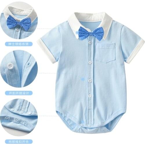 Childrens Summer Wear Jumpsuits Neonatal Gentleman Bow Tie Short Climb Clothes Baby Boy Clothes For New Born Baby Clothes
