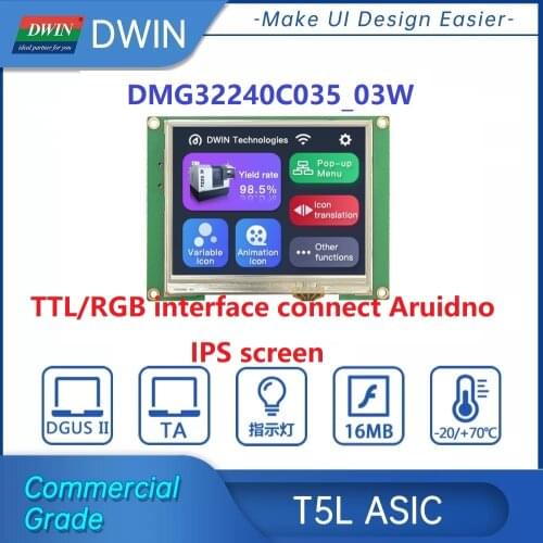 DWIN 3.5inch HMI Touch Screen 320*240 TFT Display DGUS Smart Display LCD Module Arduino Touch Panel PLC LCM Modbus TTL CMOS