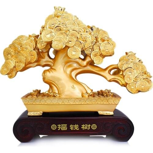 Feng shui Lucky tree statue cash cows become rich tree opened a housewarming gift sitting room TV cabinet office decoration
