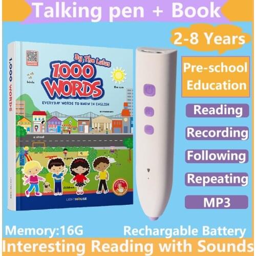 Hot Selling Childrens Toy English Study Talking Pen and Book 1000 Words for Kids 2-8 years