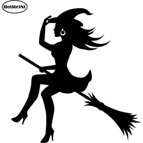 HotMeiNi 11.5*12CM car sticker Witch Sexy Whitch On A Broomstick figure car Window body JDM Vinyl sticker Black/Silver 13 color