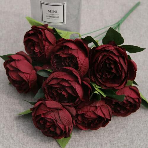 10 heads artificial peony flower flowers fake bunch flower artificial plant leaves flowers office home hotel wedding decor