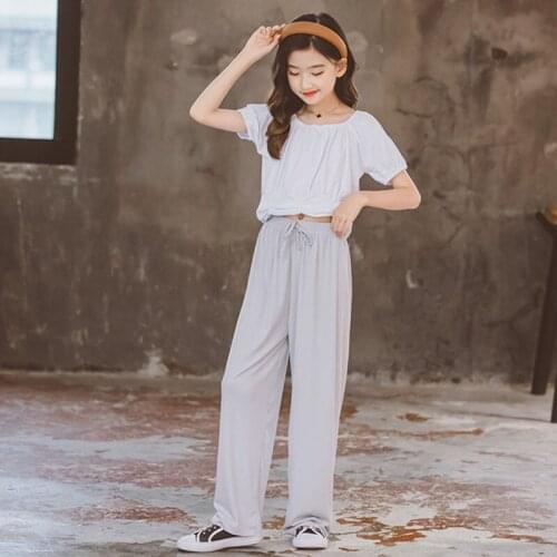 4 To 15 Years Summer 2021 Kids Clothing Set Teenage Girls Summer Clothes T Shirts Tops And Jumpsuits Pants Child Set For Girl