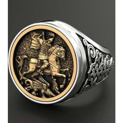 Fashion Mens Roman Soldier Dragon Ring Luxury Personality Exquisite Geometry Wild Domineering Hip Hop Party Gift Jewelry
