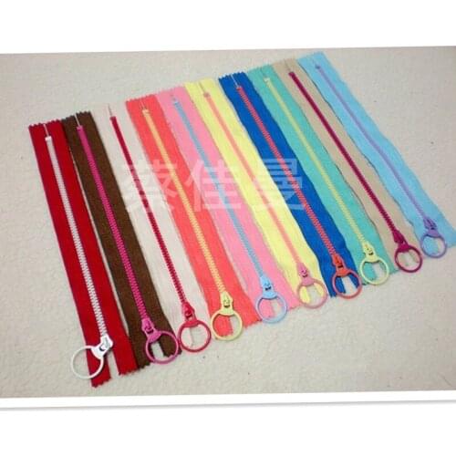 DONYAMY 10Pcs 30cm/40cm 3# Closed End Resin Zippers 10 Colors Fashion Pull Ring Zipper Head DIY Sewing Bag Garment Zipper