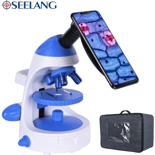 Monocular HD Biological Microscope Zoom 1600X Laboratory Lad student education LED +Luxury handbag+phone holder+9CPS Accessories