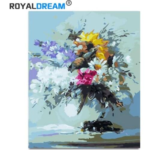 ROYALDREAM still life chrysanthemum Abstract Painting DIY Digital Painting By Numbers Modern Wall Art Picture For Home