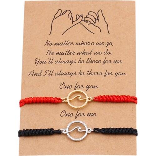 New Fashion Waves Charm Bracelet Sets for Friends Couple Chain On Hand Jewelry Handmade Weave Bracelets Gifts pulseras mujer