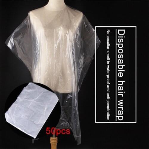 50Pcs Haircut Apron Disposable Haircutting Waterproof Barber Haircut Gown Apron Salon Styling Cloth Barber Tools Hair Coloring