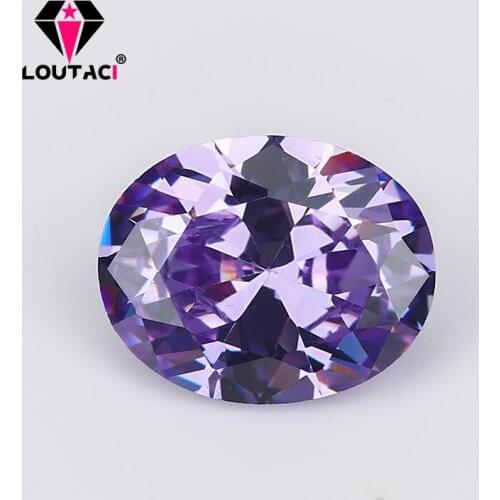 LOUTACI 5A Oval Lavender Cubiz Zirconia For Sale High Quality Setting with Necklace Watch Big Size 8x12-13x18mm