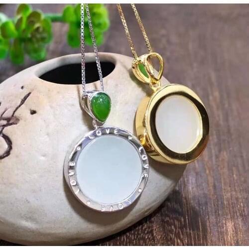 Careful design of natural Hetian Jade Retro Wind Silver Necklace Mother Gift Birthday Jewelry pendant
