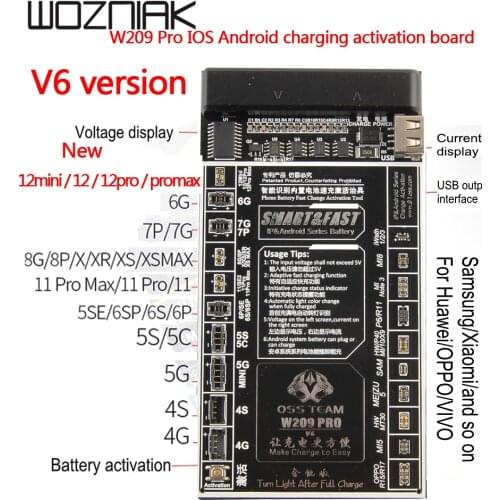 W209 Pro V6 Battery Activation board for iPhone 4-8 Xs Xsmax XR 11 /12 Pro Promax Samsung Xiaomi Circuit Board Charging Tester