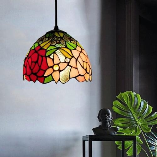20CM Tiffany Pendant Light Rose Lampshade Corridor Aisle Lights Balcony Porch Creative Pendant Lights