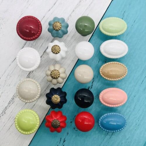 Various Cute Cabinet Knob Drawer Pull Ceramic Handles for Kitchen Wardrobe Hardware knobs pull Porcelain Dresser handle for kids