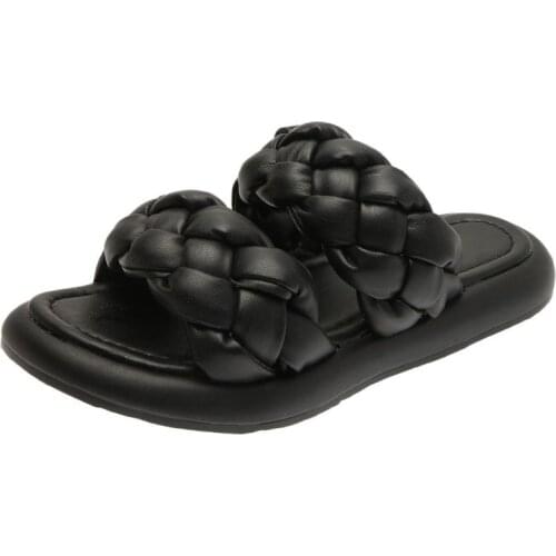 Aphixta Summer Black Bread Slides Women Platform With Slippers Fashion Peep Toe Mules Cool Beach Sandals Cross Flip Flops