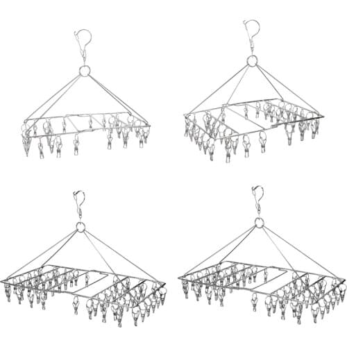 24/36/46/52 Clips Folding Clothes Hanger Drying Rack for Socks Towels Diapers