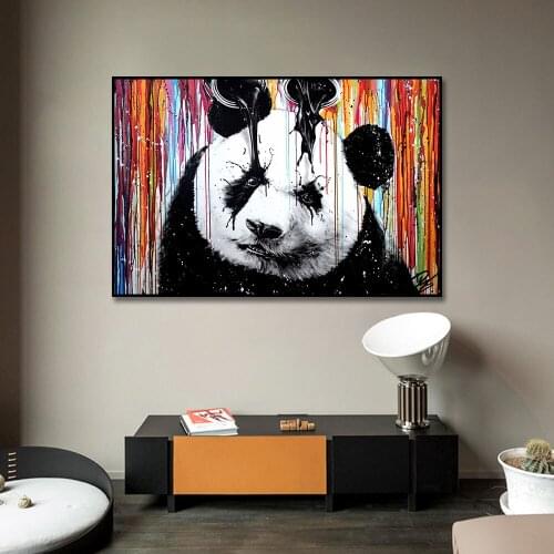 Modern Graffiti Art Colored Panda Painting Canvas Print Nordic Home Decor Wall Art Picture For Living Room Decoration Frameless