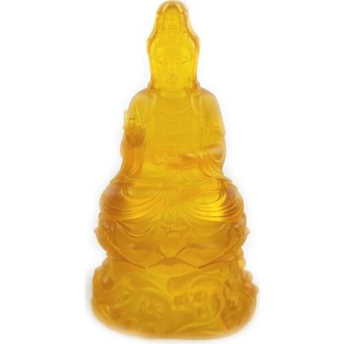 25cm Water Glass Guanyin Buddha Statue Living Room Decorations Feng Shui Miniatures Figurines Home Decor Car Ornaments Crafts