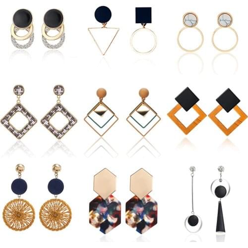 Vintage Women Earrings 2020 Statement Drop Bohemian Fashion Earrings Metal Geometric Hanging Earrings Jewelry