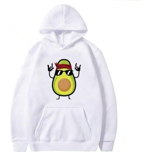 Avocado Printed Hoodies Women Graphic Autumu Winter Hooded Sweatshirt with Pocket Funny Cotton Long Sleeve Pullover Shirt Female