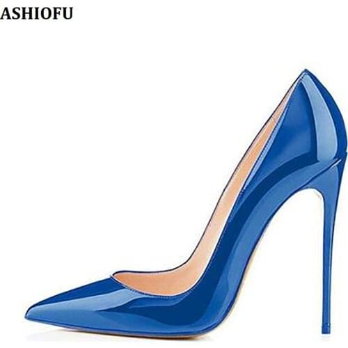 ASHIOFU Handmade Women High Heel Pumps Office&Career Party Dress Shoes Patent Leather Sexy Night-club Evening Fashion Pump-Shoes