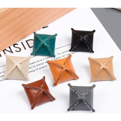 1pc Genuine Leather covered buttons 3*3CM High quality beige black brown leather button for coats jacket buckle